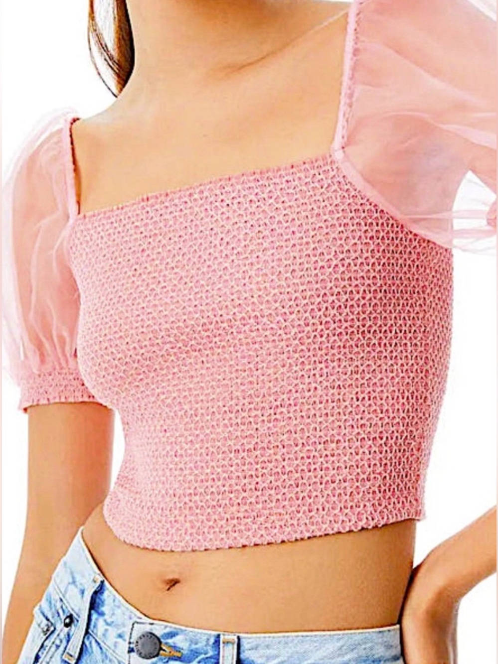 Alice & Olivia Eliana Puff Sleeve Smocked Body Top